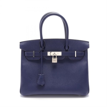 HERMES Birkin 30 Hand bag X Epsom leather blue Navy Used SHW