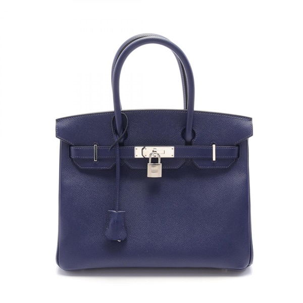 HERMES Birkin 30 Hand bag X Epsom leather blue Navy Used SHW