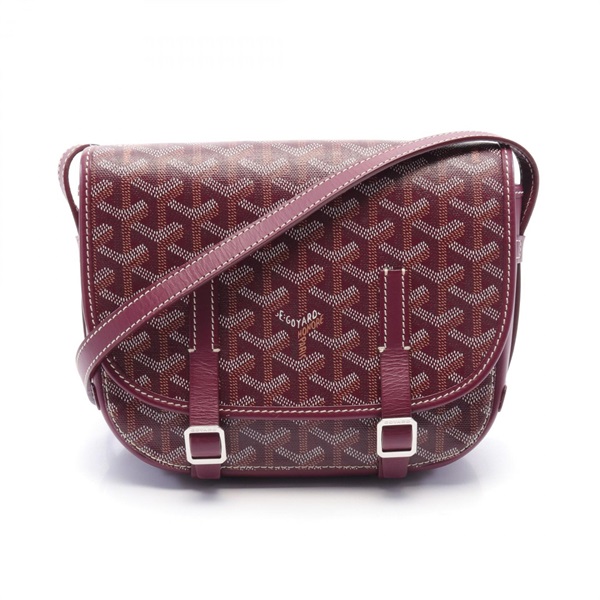 GOYARD Belvedere PM Shoulder crossbody Bag canvas leather Burgundy White Brown