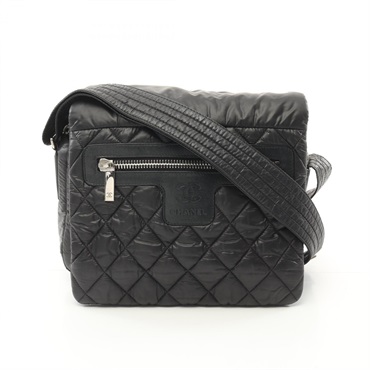 CHANEL Cococoon Small Messenger Shoulder Bag A48616 Nylon leather Black Used CC
