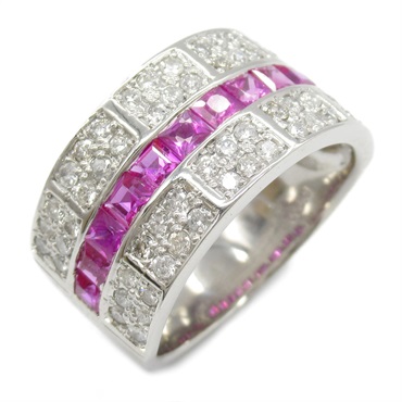 JEWELRY Pink sapphire diamond Ring Pt900 Platinum Used women US size 7
