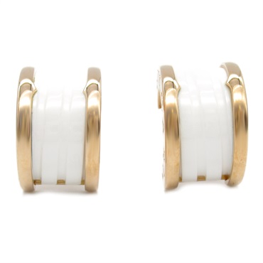 BVLGARI B-zero 1 Ceramic Pierced earrings 18KPG Pink Rose Gold White Used women