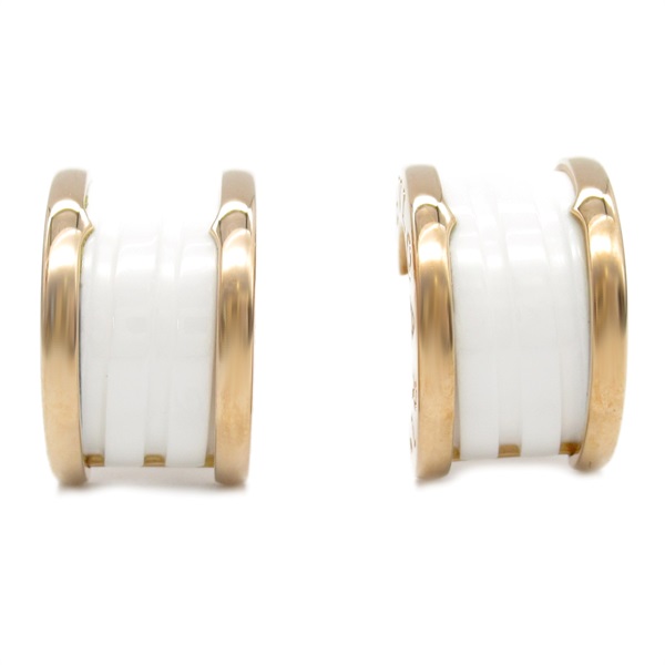 BVLGARI B-zero 1 Ceramic Pierced earrings 18KPG Pink Rose Gold White Used women