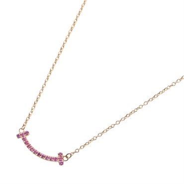 TIFFANY＆CO T Smile Mini Necklace Pink Sapphire 18KPG Pink Rose Gold Used women