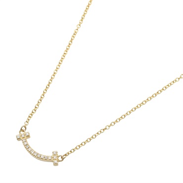 TIFFANY＆CO T Smile Mini Diamond Necklace 18KYG Yellow Gold Used women