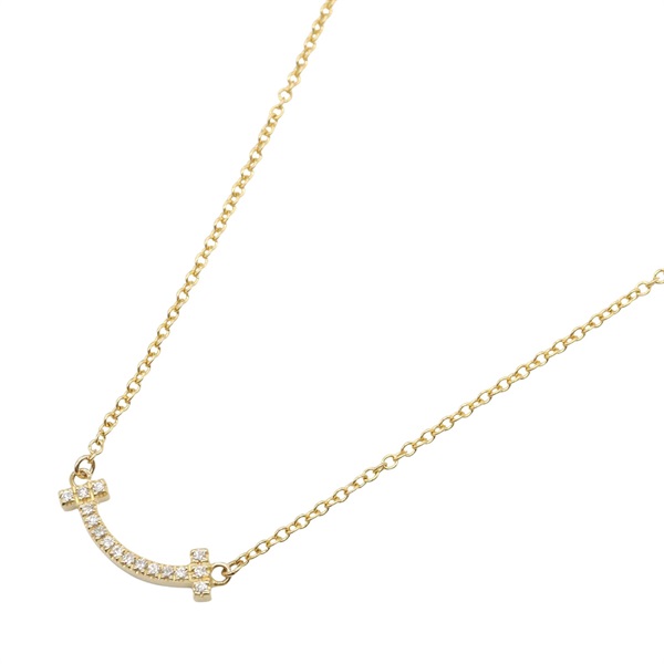 TIFFANY＆CO T Smile Mini Diamond Necklace 18KYG Yellow Gold Used women
