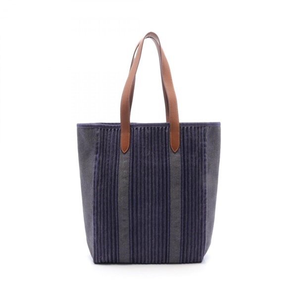 HERMES Cabas Calicut Tote Bag L 055044CA denim leather Blue indigo Used SHW