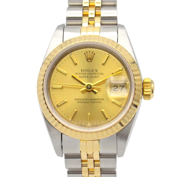 ROLEX Datejust E Wrist Watch 69173 Automatic K18 YG Yellow Gold SS Used Women