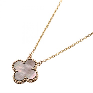 Van Cleef & Arpels Vintage Alhambra Necklace 18KYG Gold Gray mother of pearl