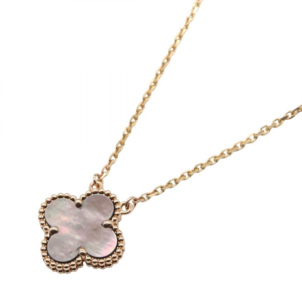 Van Cleef & Arpels Vintage Alhambra Necklace 18KYG Gold Gray mother of pearl