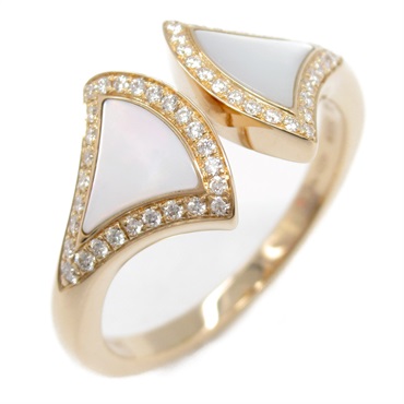 BVLGARI Diva Dream Mother of Pearl Diamond Ring 18KPG Gold Used Us size 6.5 #53