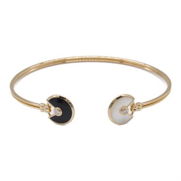 CARTIER Amulet Bracelet Onyx Mother of Pearl Diamond 18KPG Pink Gold used women