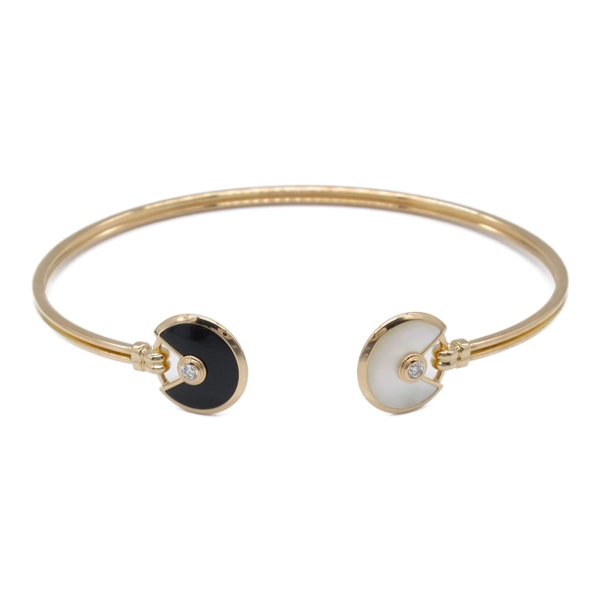CARTIER Amulet Bracelet Onyx Mother of Pearl Diamond 18KPG Pink Gold used women
