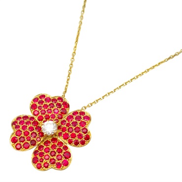 Van Cleef & Arpels Cosmos Ruby Diamond Necklace 18KYG Yellow Gold Used women