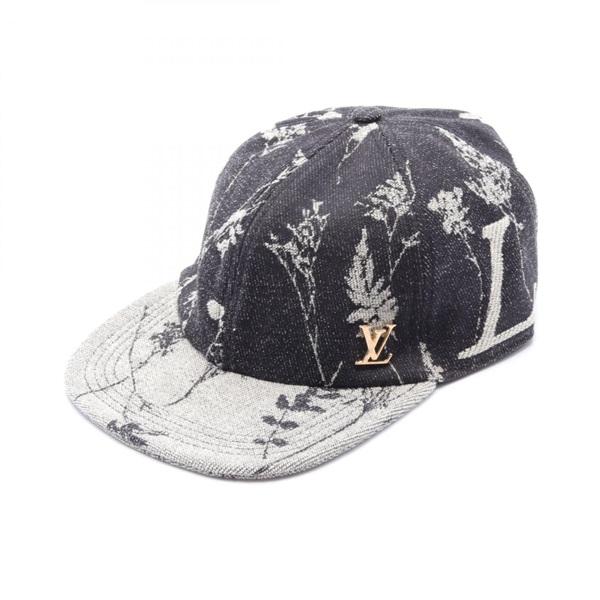 LOUIS VUITTON Easy Fit Flower Casquette cap MP2738 cotton Black Gray Used Women