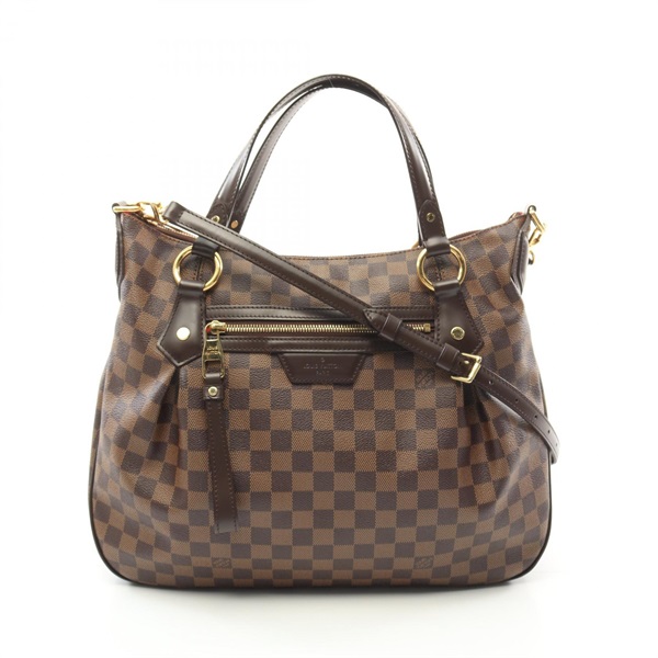 LOUIS VUITTON Evora MM Hand bag N41131 Damier canvas leather Ebene Brown Used