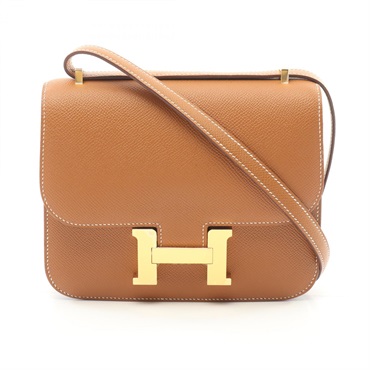 HERMES Constance 3 Mini Gold Shoulder Bag 056347CC Epsom leater Brown Used Z GHW