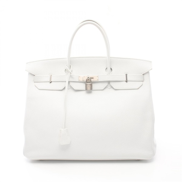 HERMES Birkin 40 Handbag Taurillon Clemence leather White Used Women Y SHW