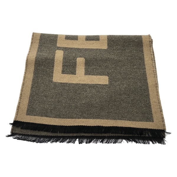 FENDI Scarf FXS124AMR0F0JJ4 wool Gray Brown NEW unisex logo