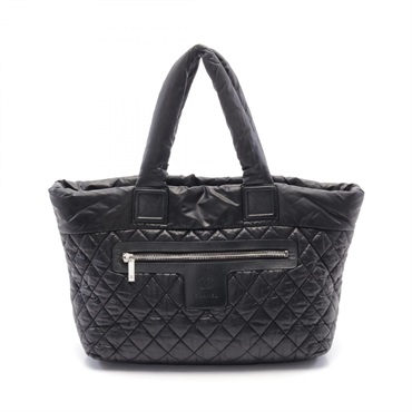 CHANEL Coco Cocoon MM Tote Bag A48611 Nylon leather Black Used Women