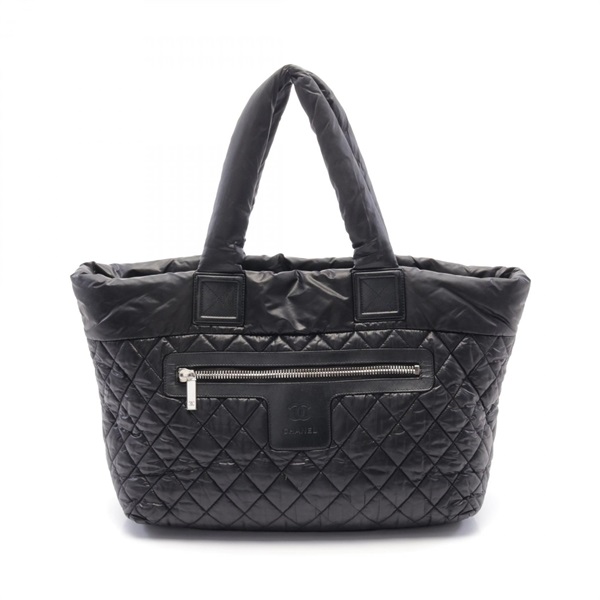 CHANEL Coco Cocoon MM Tote Bag A48611 Nylon leather Black Used Women