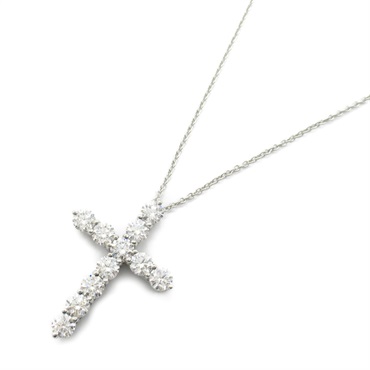 TIFFANY＆CO Large Cross Necklace Pendant Pt950 Platinum Diamond Used women