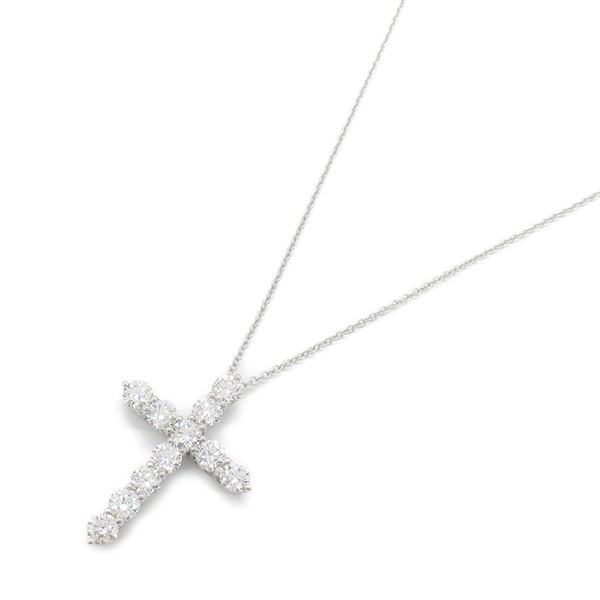 TIFFANY＆CO Large Cross Diamond Necklace Pendant Pt950 Platinum Used women