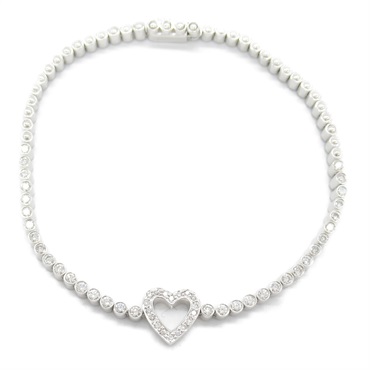 JEWELRY Diamond Bracelet 18KWG White Gold Clear Used Women heart motif