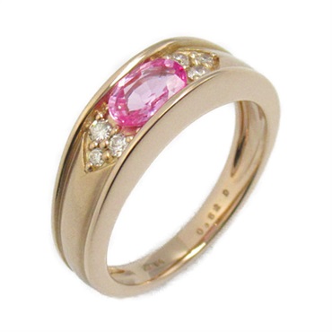 JEWELRY pink sapphire diamond Ring K18 PG Rose Gold Clear Pink Used US#5