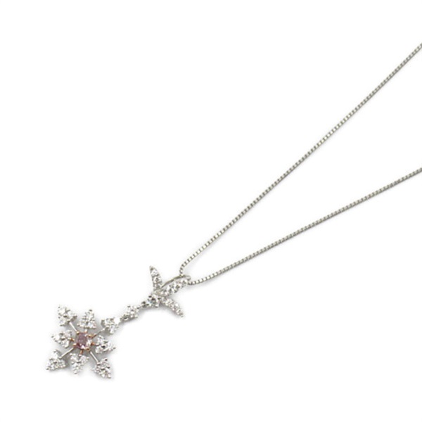 JEWELRY Pink Diamond Necklace 18KWG White Gold Used women Pendant