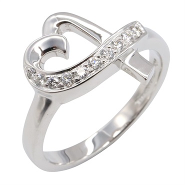 TIFFANY＆CO Loving Heart Diamond Ring 18KWG White Gold Used US size 8.25 women