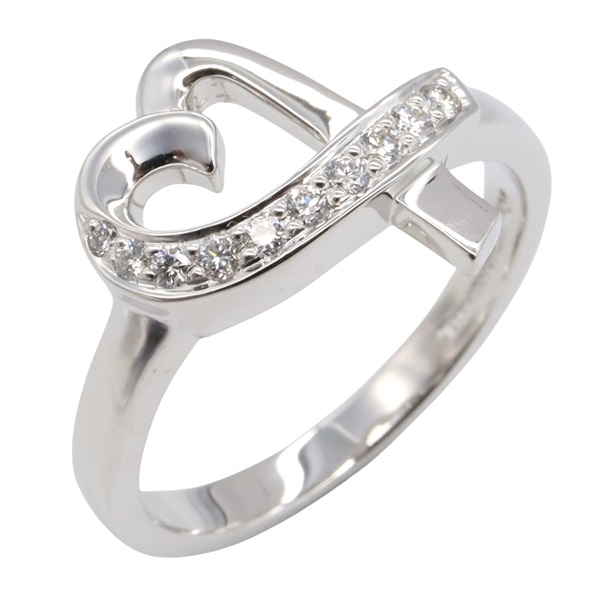 TIFFANY＆CO Loving Heart Diamond Ring 18KWG White Gold Used US size 8.25 women