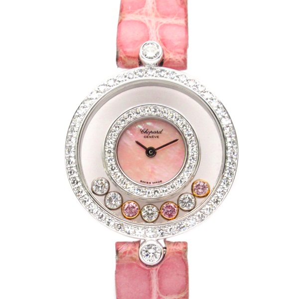 Chopard Happy diamond Wrist Watch 20/3957 Quartz 18KWG Gold leather Used Women