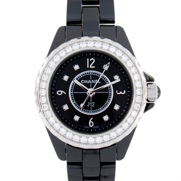 CHANEL J12 Bezel Diamond Wrist Watch H2571 Quartz ceramic Used Women