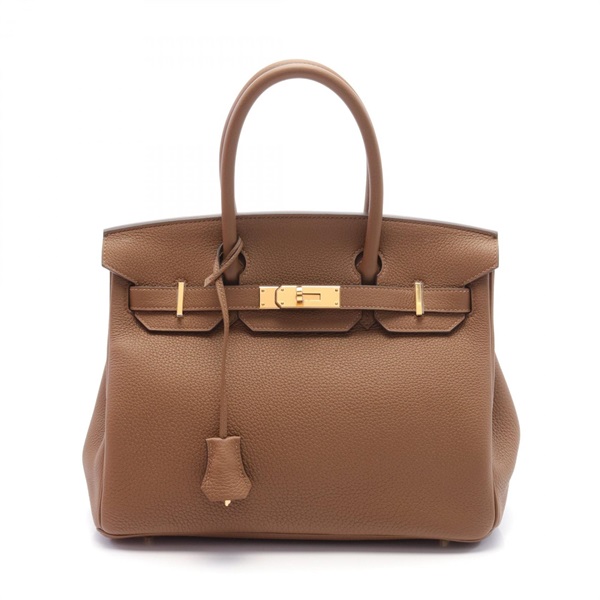 HERMES Birkin 30 Hand bag W Togo leather Brown Halzan GHW