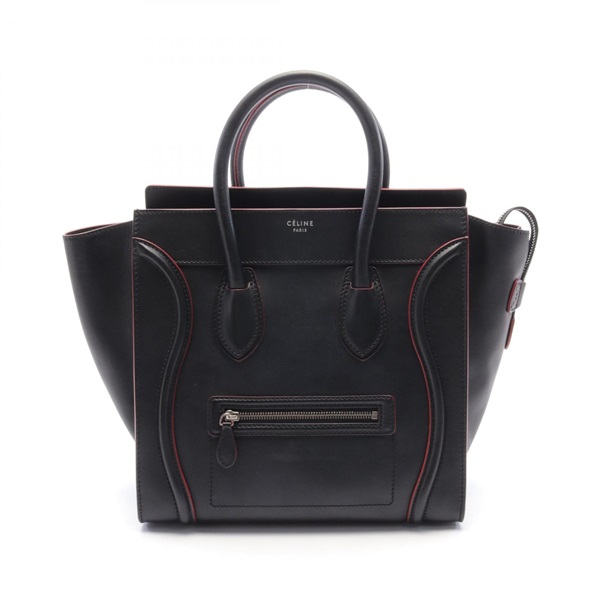 CELINE Luggage mini shopper Hand tote bag 165213 leather Black Red Used