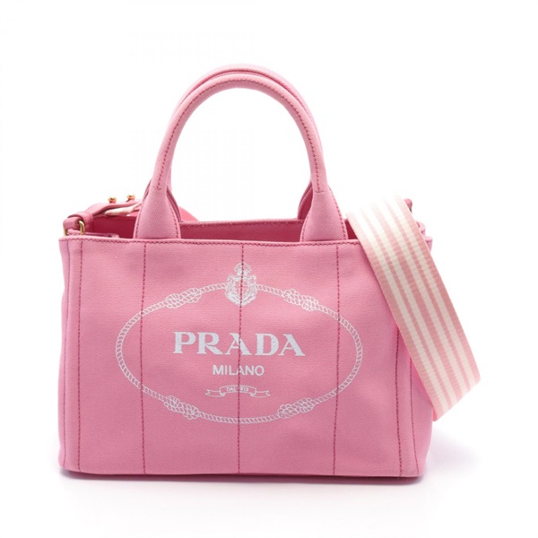 PRADA CANAPA 2way shoulder Tote Bag 1BG439 canvas Pink Used Women