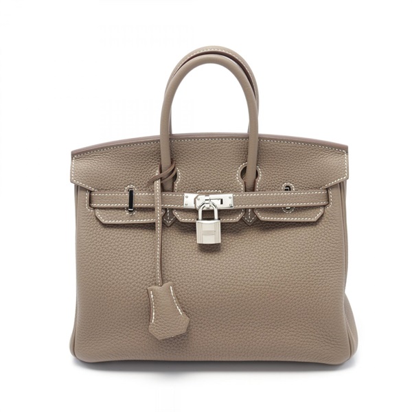HERMES Birkin 25 Hand bag D Togo leather Etoupe Grey Used SHW