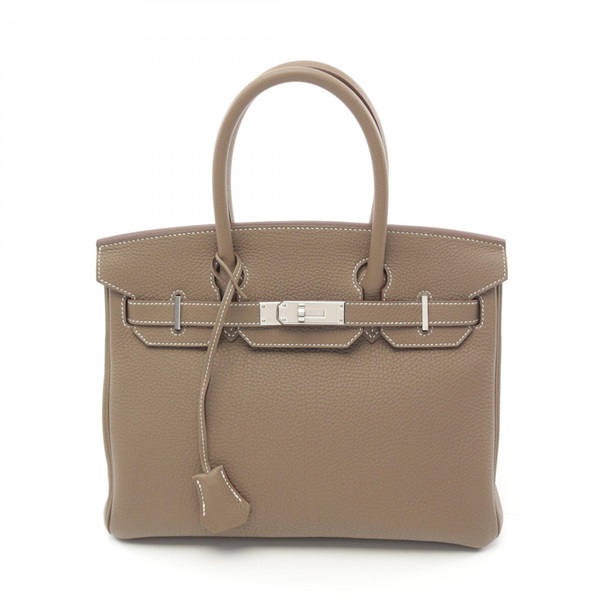 HERMES Birkin 30 Hand bag U Togo leather Etoupe Grey Used SHW