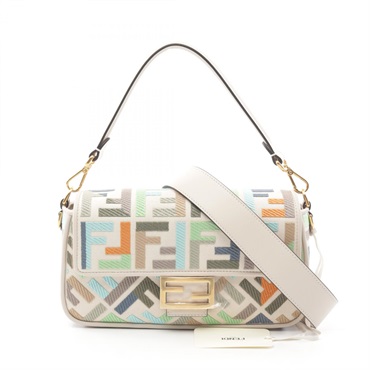 FENDI Mamma Bucket F Embroidery Hand bag 8BR600F1L2D canvas leather Beige NEW