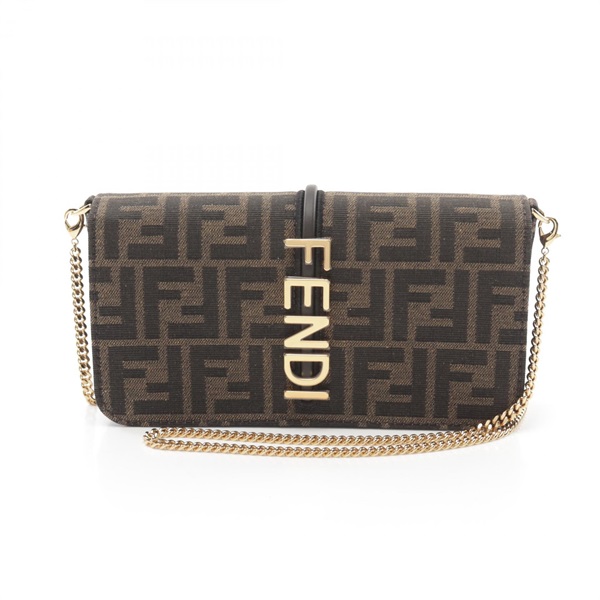 FENDI Zucca Chain Shoulder Bag 8BS076F1BA1 canvas leather Brown NEW Women