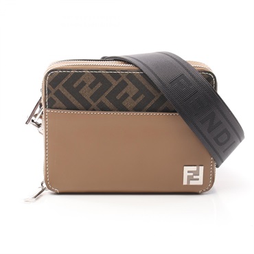 FENDI SQUARED FF Shoulder Bag 7M0357F1HRM leather Brown Black NEW Women