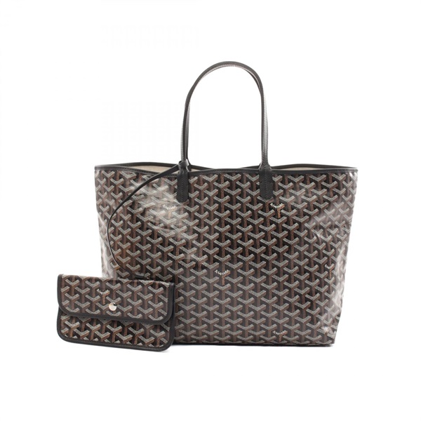 GOYARD Saint Louis PM Tote Bag canvas leather Black Brown White Used Women