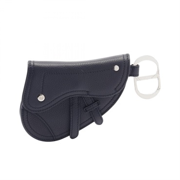 Dior SADDLE saddle Pouch coin purse bag leather Navy Used Women SHW