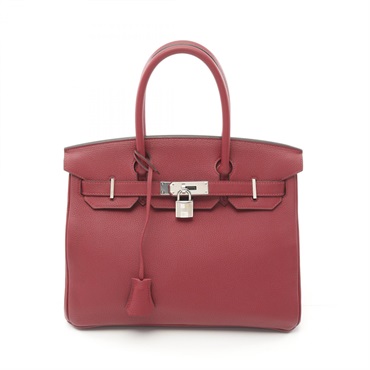 HERMES Birkin 30 Hand bag A Togo leather rouge garance Used SHW