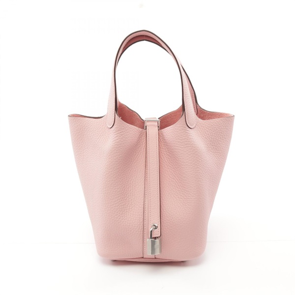 HERMES Picotin Lock PM Hand bucket tote bag W Taurillon Clemence Rose sakura SHW