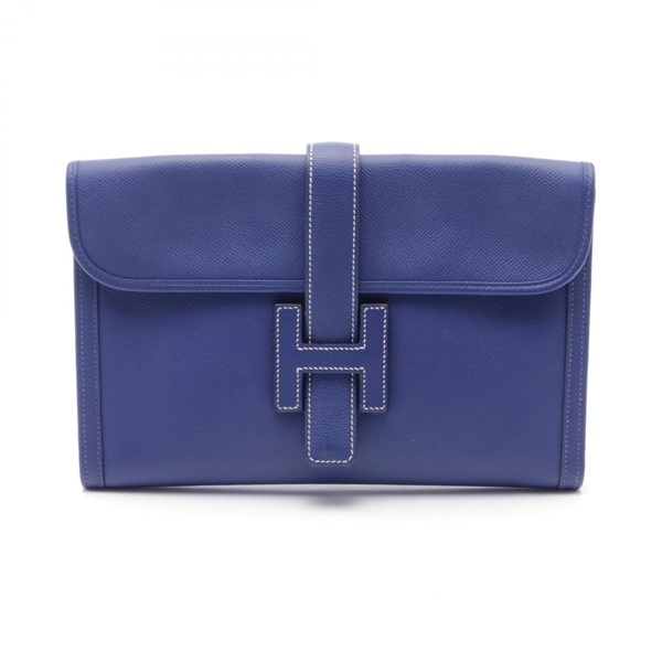 HERMES Jige PM Business Clutch bag Epsom leather Blue agate Used Women X