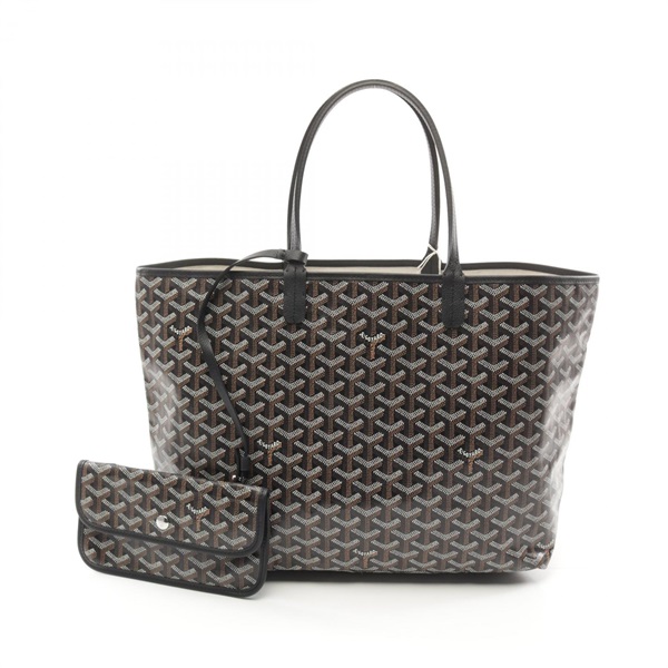 GOYARD Saint Louis PM Tote shoulder Bag canvas leather Black Brown White