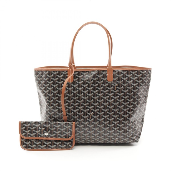 GOYARD Saint Louis PM Tote hand Bag canvas leather Black Brown White