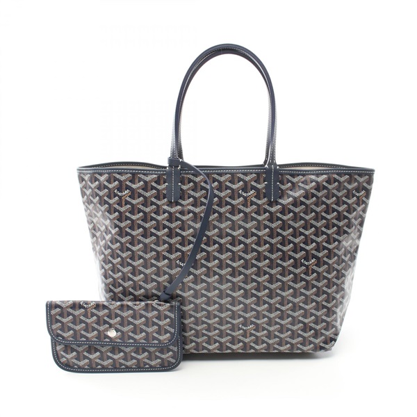 GOYARD Saint Louis PM Tote shoulder Bag canvas leather Navy Used